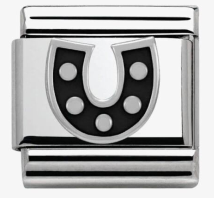Nomination Classic Silvershine Symbols Black Horseshoe Charm 33020208