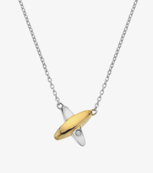 Hot Diamonds Coupled Two Tone Diamond Set Crossover Necklace DN225