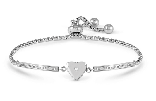 Milleluci Silver Heart with CZ Bracelet
