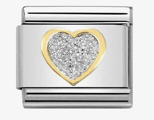 Nomination Classic Gold Glitter Heart Charm 03022002