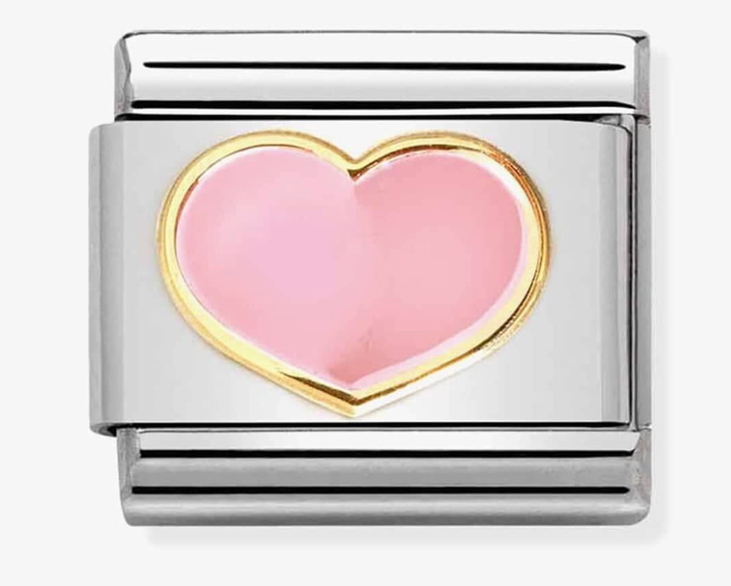 Nomination Classic Composable Gold Pink Enamel Heart Charm 03028321
