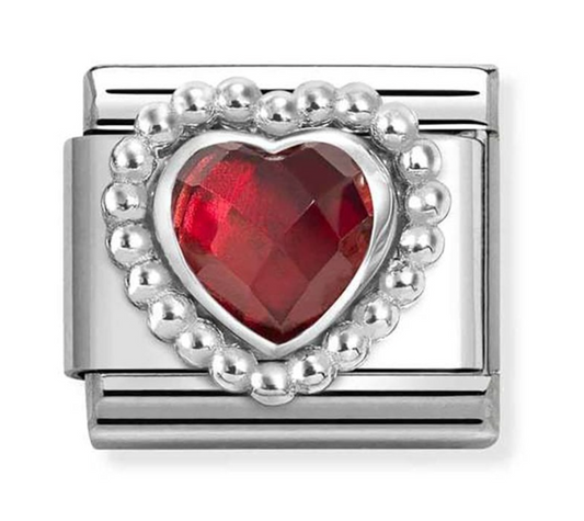 Nomination Classic Silvershine Faceted Red Heart Charm 330606005