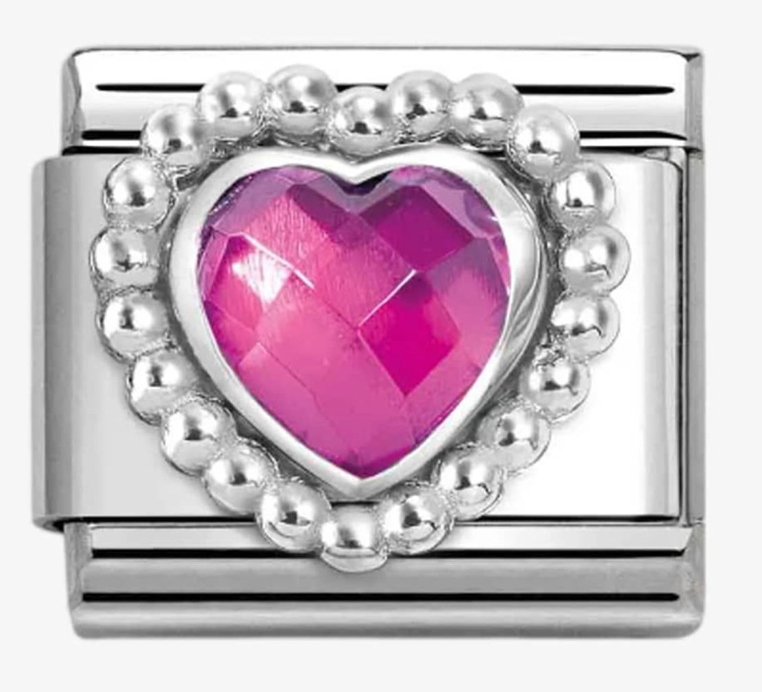 Nomination Classic Fuschia Faceted Heart Charm 330606030