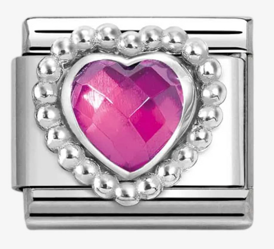 Nomination Classic Fuschia Faceted Heart Charm 330606030