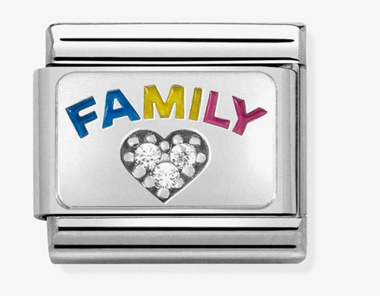 Nomination Classic Silvershine Family Zirconia Heart Charm 33030608