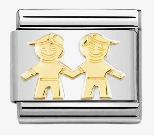 Nomination Classic Composable Yellow Gold Double Brothers Charm 03016268