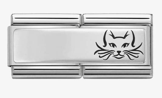 Nomination CLASSIC Silvershine Stainless Steel Engraved Cat Double Charm 33071017