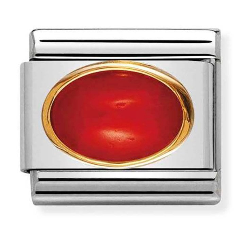 Nomination Classic Silvershine Oval Red Coral Charm 03050211