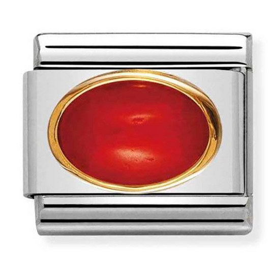 Nomination Classic Silvershine Oval Red Coral Charm 03050211