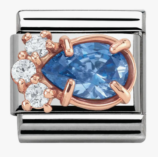 Nomination Classic Rose Gold Blue CZ Teardrop Charm 43030904