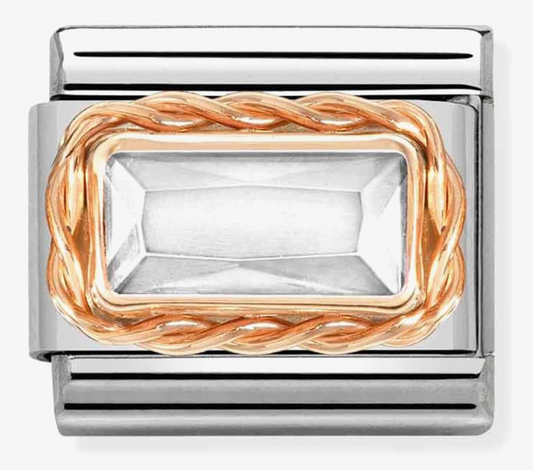 Nomination Classic Composable White CZ Rose Gold Rope Charm 430604010