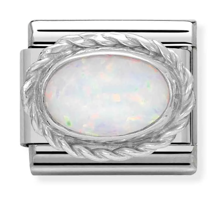 Nomination Classic Silver White Opal Stone Charm Link 33050307