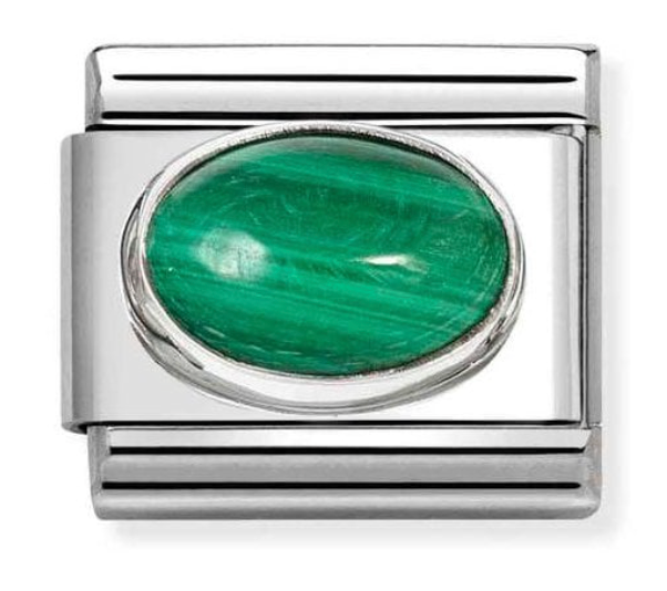 Nomination Classic Silvershine Oval Malachite Charm 33051048