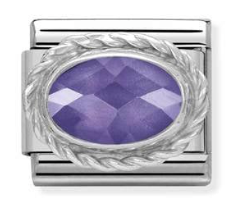 Nomination Classic Silver Purple CZ Stone Charm Link 330604001