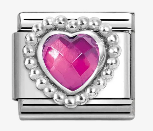 Nomination Classic Fuschia Faceted Heart Charm 330606030