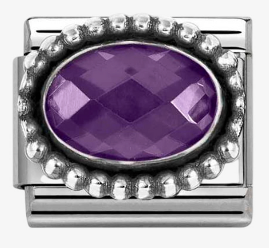 Nomination Classic Purple CZ Oval Beaded Charm 330607001