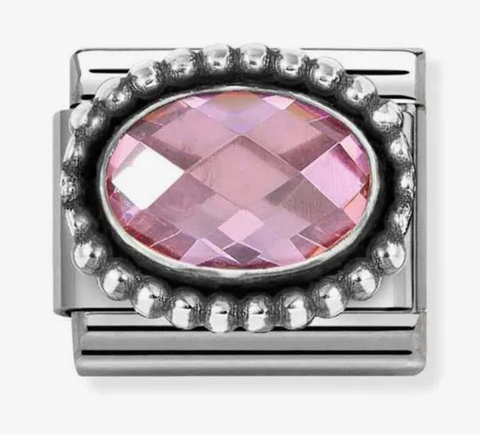 Nomination Classic Pink CZ Oval Beaded Charm 330607003
