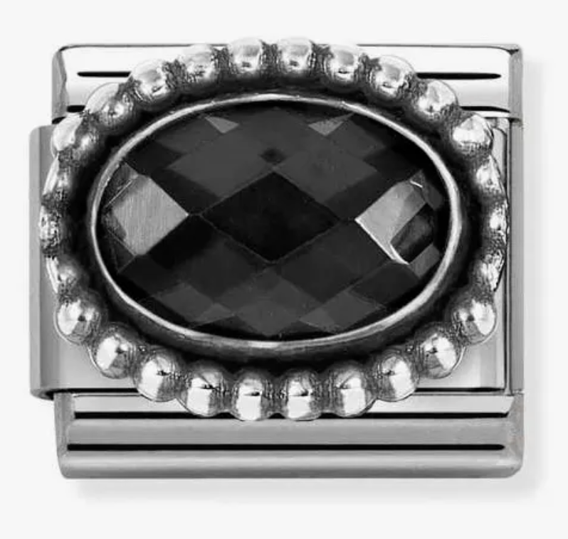 Nomination Classic Black CZ Oval Beaded Charm 330607011