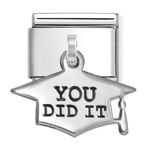 Nomination Classic Silvershine 'YOU DID IT' Graduation Hat Dangle Charm 33181110