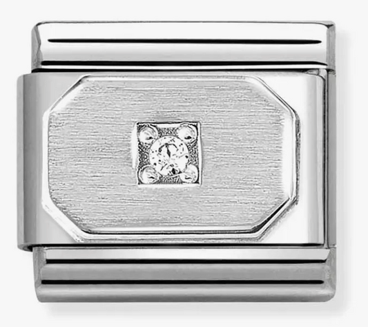 Nomination Classic Silver White CZ Rectangle Charm 33031117