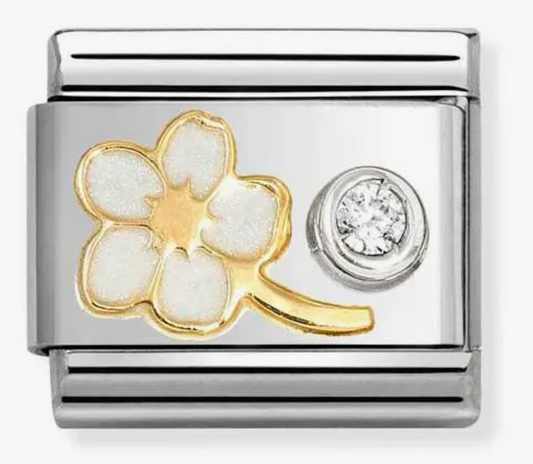 Nomination Classic Gold CZ White Myosotis Charm 63030210
