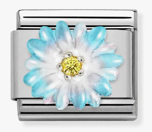 Nomination Classic Silver Blue Flower with Yellow CZ Charm 33032106