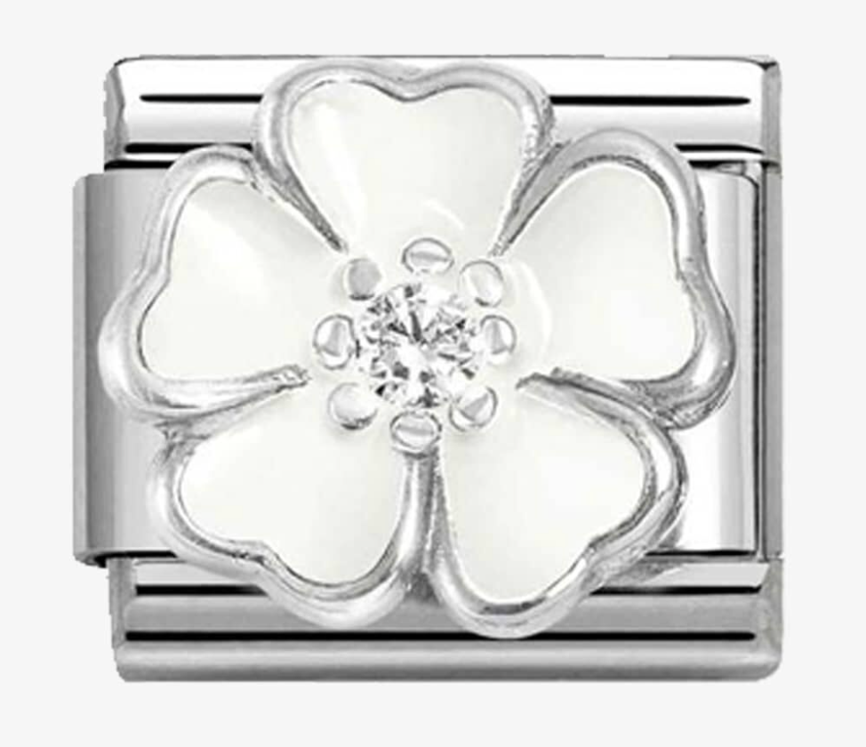 Nomination Classic Silvershine White Flower Charm 33032115