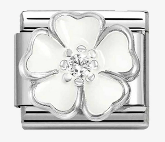 Nomination Classic Silvershine White Flower Charm 33032115