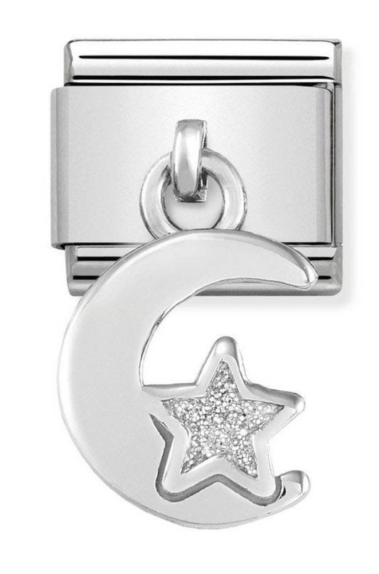 Nomination Classic Silvershine Moon & Star Glitter Charm 33180505