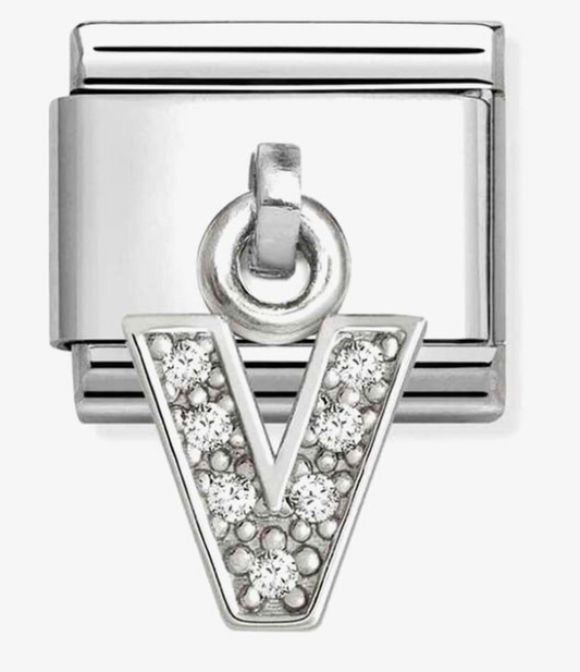 Nomination Classic Silvershine Sparkling Letter V Charm 33181822