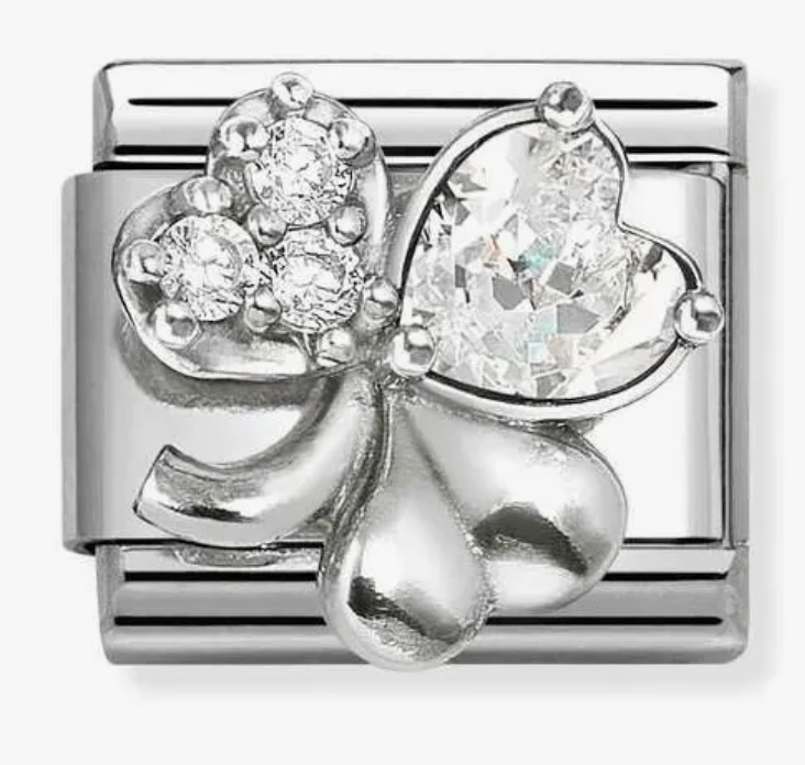 Nomination Classic Silver & Zirconia Clover Charm 33032212
