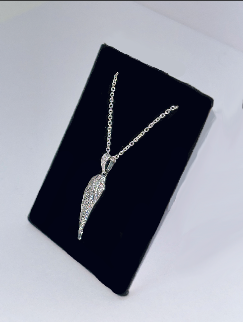 Silver Large CZ Angel Wing Pendant PLP045A