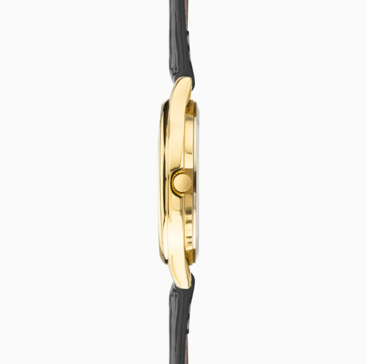 Sekonda Easy Reader Ladies Watch with Gold Alloy Case & Black Leather Strap 30123
