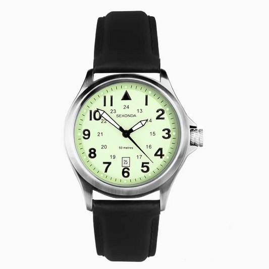 Sekonda Altitude Men's Watch with Silver Case & Black Leather Strap 30094