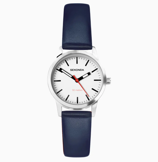 Sekonda Nordic Ladies Watch with Silver Case & Blue Leather Strap 40484