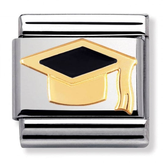 Nomination Classic Gold Black Graduation Hat Charm Link 03022308