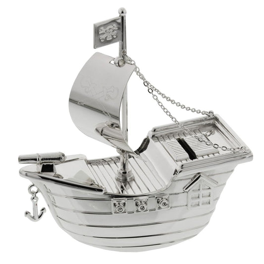 BAMBINO SILVER PLATED PIRATE SHIP MONEY BOX