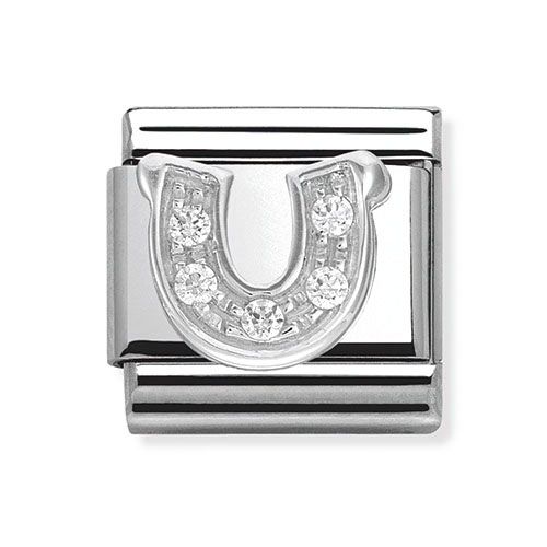 Nomination Silver Charm CZ Horseshoe Good Luck Charm Link 33030406