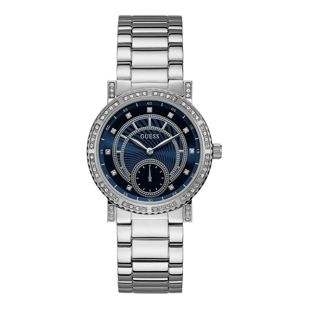 Guess Ladies Watch Constellation W1006L1 Polished Case With Crystals Blue Dial
