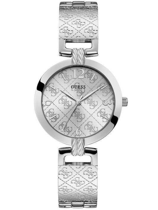 Guess Watch G Luxe W1228L1 Polished Silver Case With Classic Guess Logo