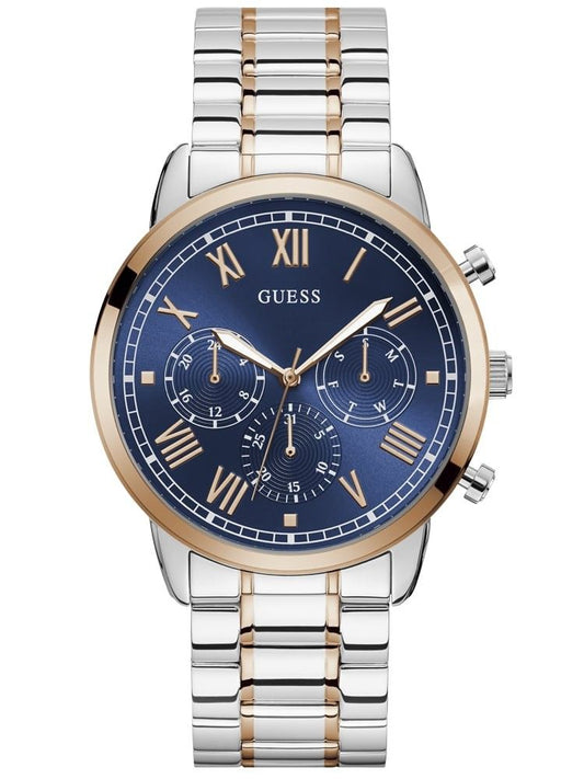 Guess Watch Mens Hendrix W1309G4 Silver Case with Rose Gold Trim Date Dial