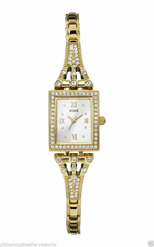 Guess Watch W0430L2 Scarlett.Yellow gold Plated Analog CZ Original New Square
