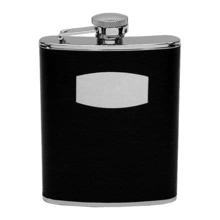 HARVEY MAKIN BLACK LEATHER HIP FLASK