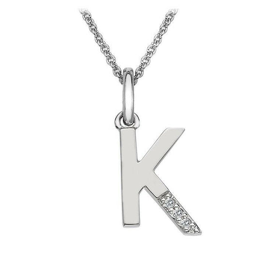 Hot Diamonds B Micro Pendant Necklace DP411 Initial K