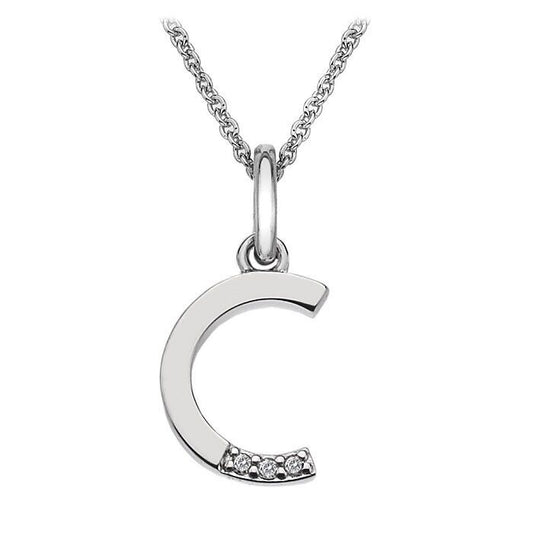 Hot Diamonds C Micro Pendant Necklace DP403 Initial C