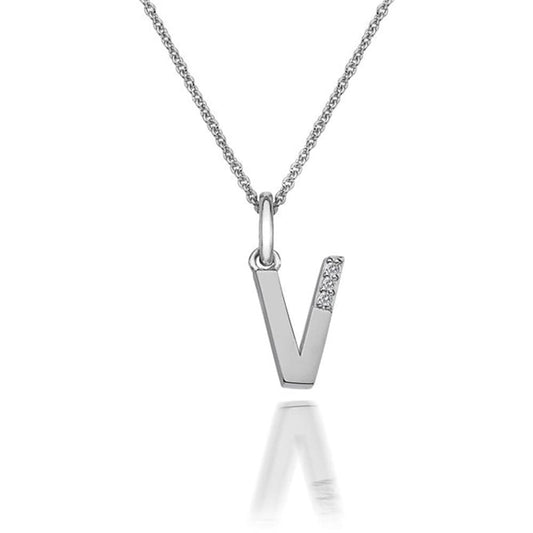 Hot Diamonds V Micro Pendant Necklace DP422  Initial V