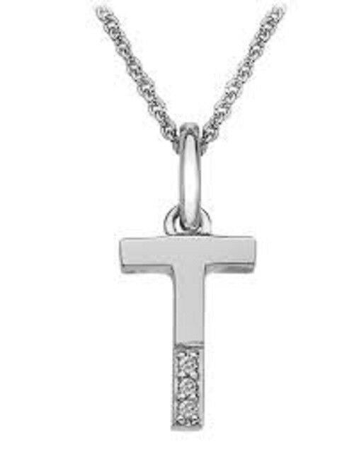 Hot Diamonds Micro Pendant Necklace DP420 Initial T