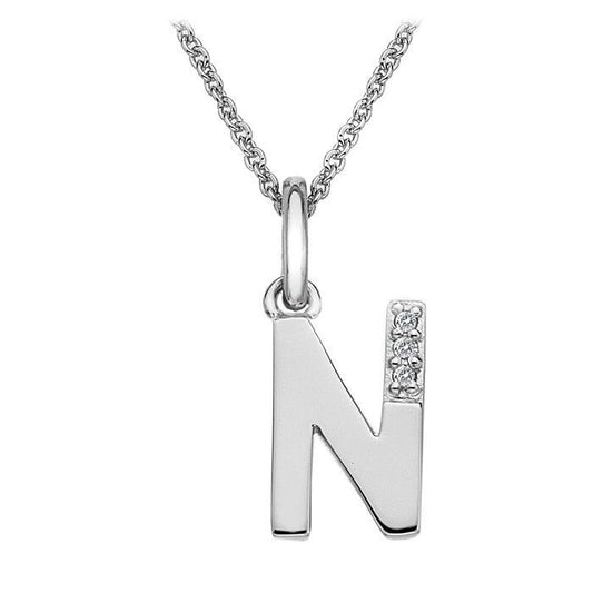 Hot Diamonds N Micro Pendant Necklace DP414 Initial N