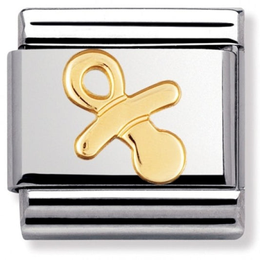 Nomination Classic Baby Gold Dummy Pacifier Soother Charm Link 03010907