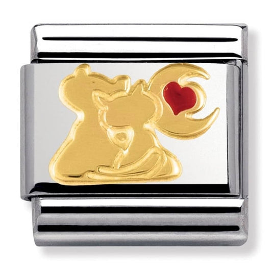 Nomination Classic Gold Cats & Moon Animal Charm Link 03024813